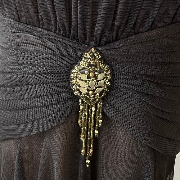 Badgley Mischka Strapless Cocktail Dress Evening Gown Chocolate Brown Tulle - Picture 10 of 15